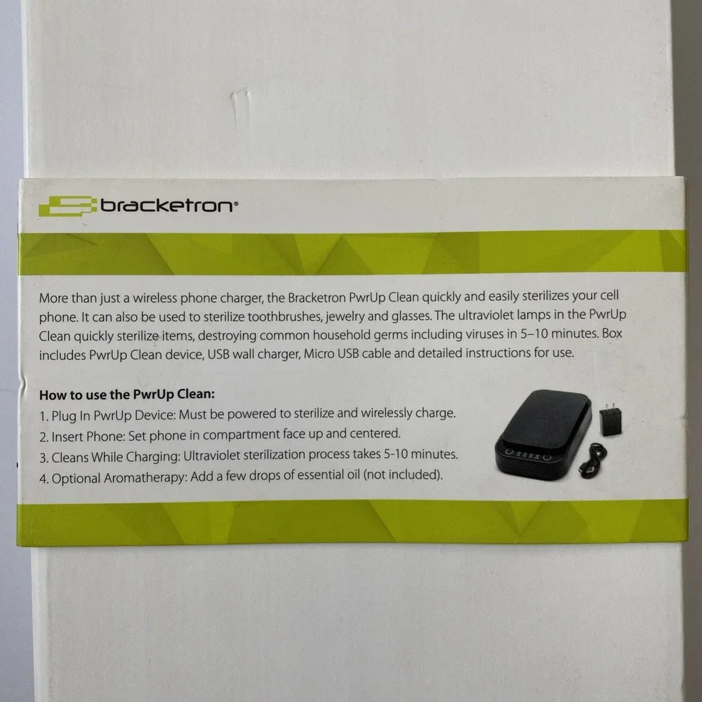 Bracketron PwrUp Clean Wireless Phone Charger UV Sanitizer Sterilizer for Phones